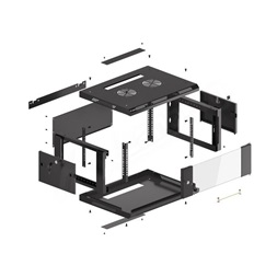 Lanberg WF01-6404-10B 19" 4U SZÉL:600mm MÉLY:450mm MAG:290mm lapraszerelt üvegajtós fekete fali rack szekrény