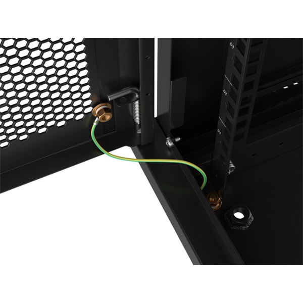 Lanberg WF01-6404-23B 19" 4U SZÉL:600mm MÉLY:450mm MAG:512mm lapraszerelt perforált ajtós fekete fali rack szekrény