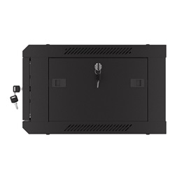 Lanberg WF01-6404-23B 19" 4U SZÉL:600mm MÉLY:450mm MAG:512mm lapraszerelt perforált ajtós fekete fali rack szekrény