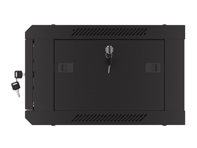 Lanberg WF01-6404-23B 19" 4U SZÉL:600mm MÉLY:450mm MAG:512mm lapraszerelt perforált ajtós fekete fali rack szekrény