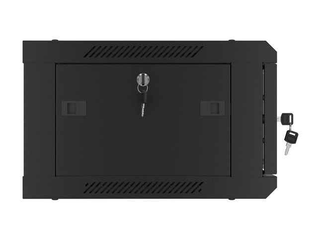 Lanberg WF01-6404-23B 19" 4U SZÉL:600mm MÉLY:450mm MAG:512mm lapraszerelt perforált ajtós fekete fali rack szekrény