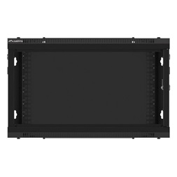 Lanberg WF01-6406-00B 19" 6U SZÉL:600mm MÉLY:450mm MAG:600mm lapraszerelt fémajtós fekete fali rack szekrény