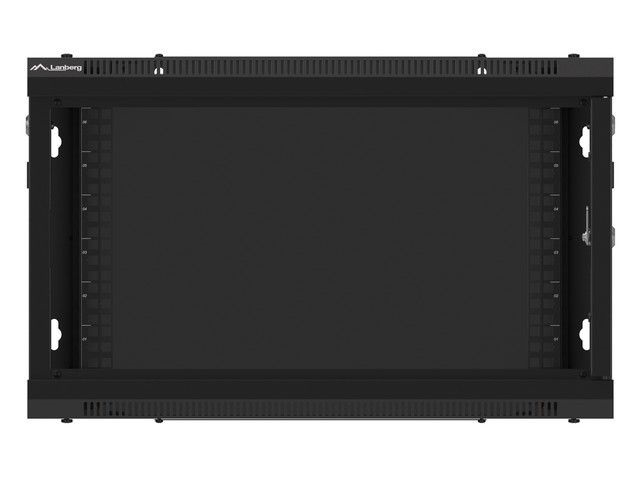 Lanberg WF01-6406-00B 19" 6U SZÉL:600mm MÉLY:450mm MAG:600mm lapraszerelt fémajtós fekete fali rack szekrény