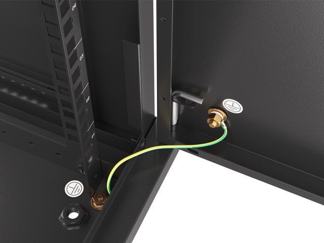 Lanberg WF01-6406-00B 19" 6U SZÉL:600mm MÉLY:450mm MAG:600mm lapraszerelt fémajtós fekete fali rack szekrény