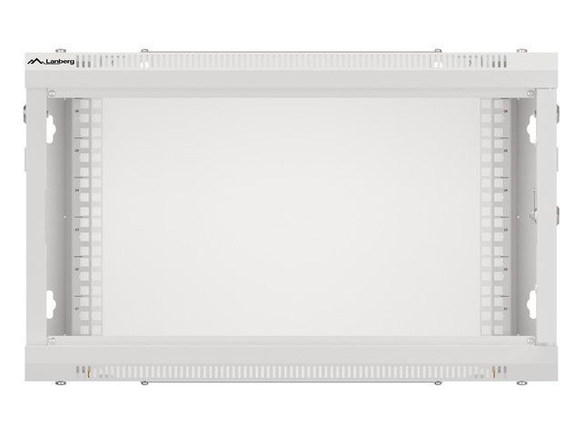 Lanberg WF01-6406-00S 19" 6U SZÉL:600mm MÉLY:450mm MAG:600mm lapraszerelt fémajtós szürke fali rack szekrény