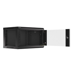 Lanberg WF01-6406-10B 19" 6U SZÉL:600mm MÉLY:450mm MAG:379mm lapraszerelt üvegajtós fekete fali rack szekrény