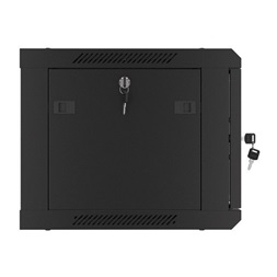 Lanberg WF01-6406-10B 19" 6U SZÉL:600mm MÉLY:450mm MAG:379mm lapraszerelt üvegajtós fekete fali rack szekrény