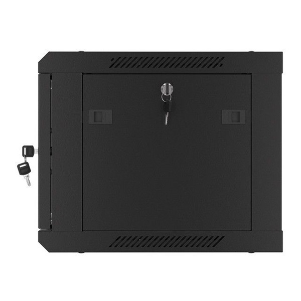 Lanberg WF01-6406-10B 19" 6U SZÉL:600mm MÉLY:450mm MAG:379mm lapraszerelt üvegajtós fekete fali rack szekrény
