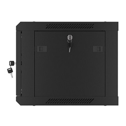 Lanberg WF01-6406-10B 19" 6U SZÉL:600mm MÉLY:450mm MAG:379mm lapraszerelt üvegajtós fekete fali rack szekrény