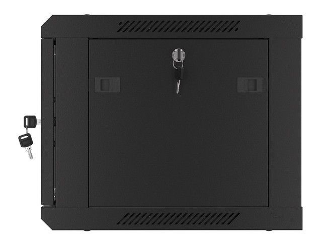 Lanberg WF01-6406-10B 19" 6U SZÉL:600mm MÉLY:450mm MAG:379mm lapraszerelt üvegajtós fekete fali rack szekrény