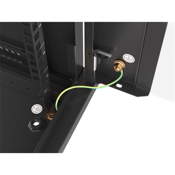 Lanberg WF01-6406-10B 19" 6U SZÉL:600mm MÉLY:450mm MAG:379mm lapraszerelt üvegajtós fekete fali rack szekrény