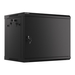 Lanberg WF01-6409-00B 19" 9U SZÉL:600mm MÉLY:450mm MAG:512mm lapraszerelt fémajtós fekete fali rack szekrény