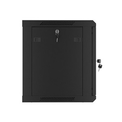 Lanberg WF01-6409-00B 19" 9U SZÉL:600mm MÉLY:450mm MAG:512mm lapraszerelt fémajtós fekete fali rack szekrény