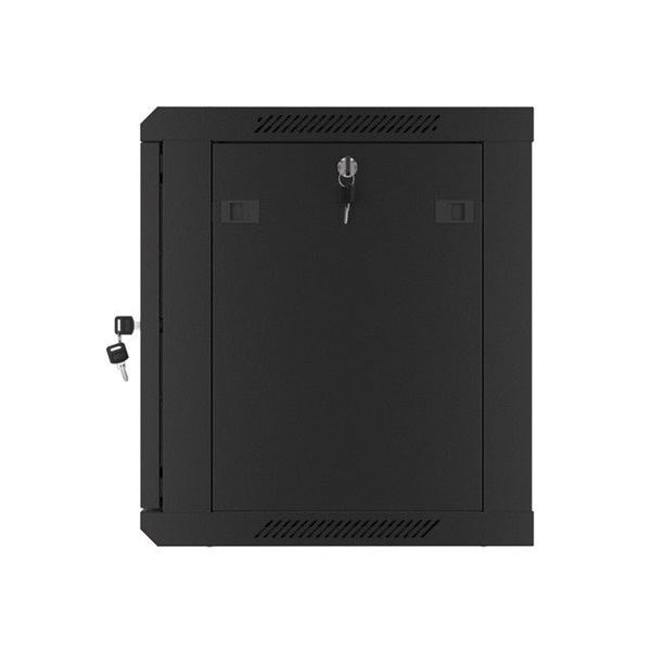 Lanberg WF01-6409-00B 19" 9U SZÉL:600mm MÉLY:450mm MAG:512mm lapraszerelt fémajtós fekete fali rack szekrény