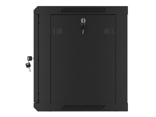 Lanberg WF01-6409-00B 19" 9U SZÉL:600mm MÉLY:450mm MAG:512mm lapraszerelt fémajtós fekete fali rack szekrény