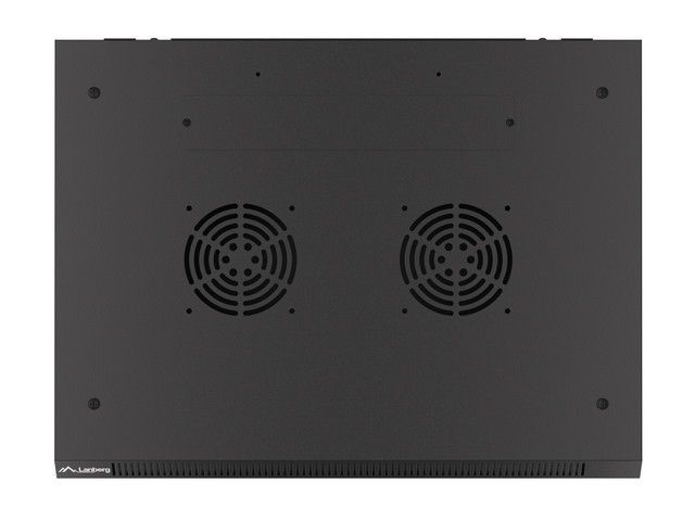 Lanberg WF01-6409-00B 19" 9U SZÉL:600mm MÉLY:450mm MAG:512mm lapraszerelt fémajtós fekete fali rack szekrény