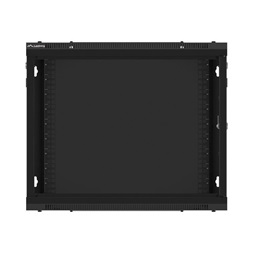 Lanberg WF01-6409-00B 19" 9U SZÉL:600mm MÉLY:450mm MAG:512mm lapraszerelt fémajtós fekete fali rack szekrény