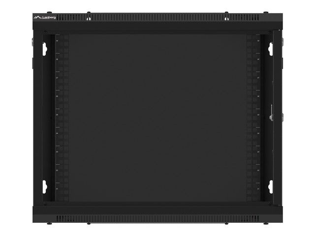 Lanberg WF01-6409-00B 19" 9U SZÉL:600mm MÉLY:450mm MAG:512mm lapraszerelt fémajtós fekete fali rack szekrény