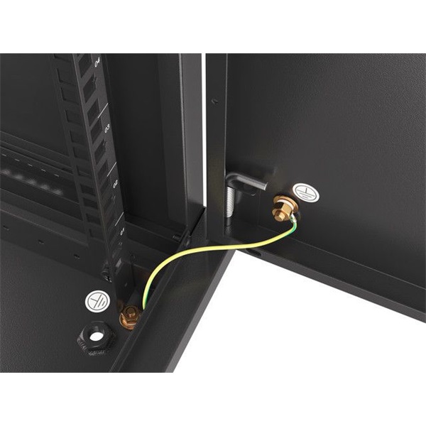Lanberg WF01-6409-00B 19" 9U SZÉL:600mm MÉLY:450mm MAG:512mm lapraszerelt fémajtós fekete fali rack szekrény