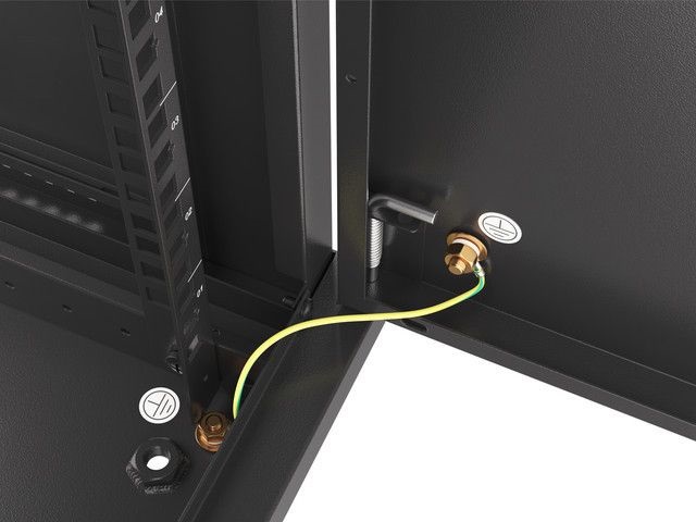 Lanberg WF01-6409-00B 19" 9U SZÉL:600mm MÉLY:450mm MAG:512mm lapraszerelt fémajtós fekete fali rack szekrény