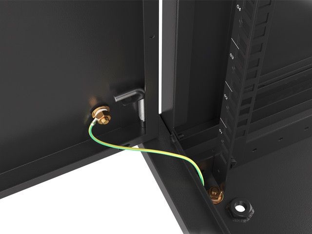 Lanberg WF01-6409-00B 19" 9U SZÉL:600mm MÉLY:450mm MAG:512mm lapraszerelt fémajtós fekete fali rack szekrény