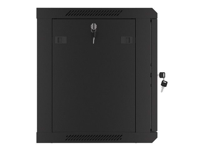 Lanberg WF01-6409-10B 19" 9U SZÉL:600mm MÉLY:450mm MAG:512mm lapraszerelt üvegajtós fekete fali rack szekrény
