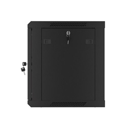 Lanberg WF01-6409-10B 19" 9U SZÉL:600mm MÉLY:450mm MAG:512mm lapraszerelt üvegajtós fekete fali rack szekrény
