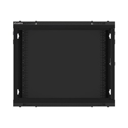 Lanberg WF01-6409-10B 19" 9U SZÉL:600mm MÉLY:450mm MAG:512mm lapraszerelt üvegajtós fekete fali rack szekrény