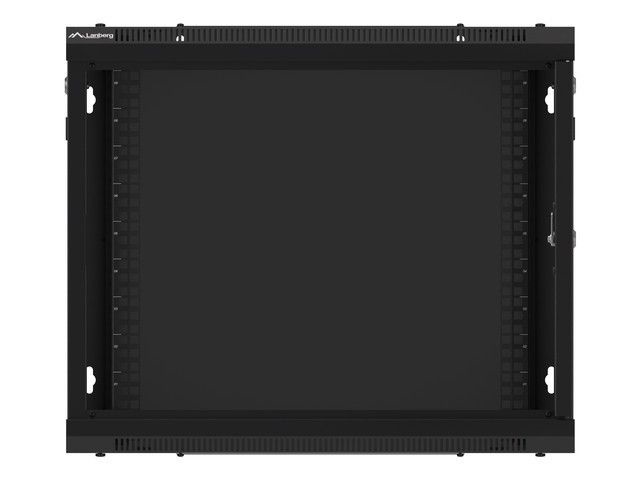 Lanberg WF01-6409-10B 19" 9U SZÉL:600mm MÉLY:450mm MAG:512mm lapraszerelt üvegajtós fekete fali rack szekrény