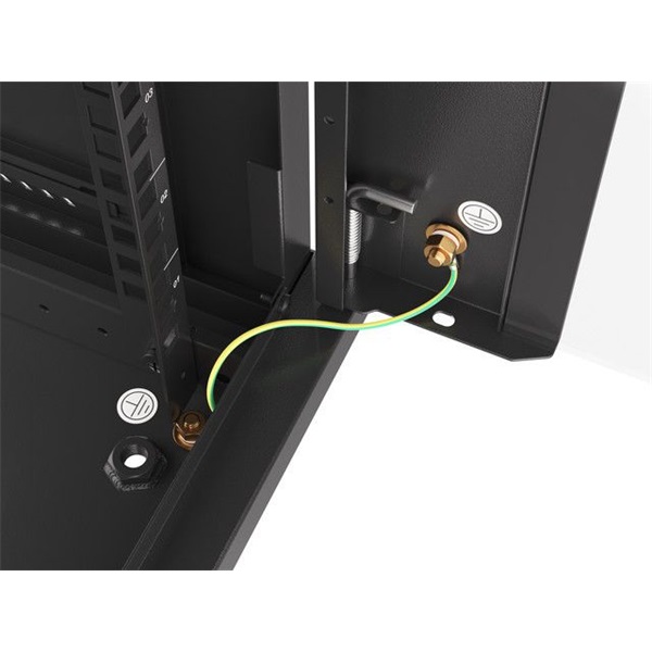 Lanberg WF01-6409-10B 19" 9U SZÉL:600mm MÉLY:450mm MAG:512mm lapraszerelt üvegajtós fekete fali rack szekrény