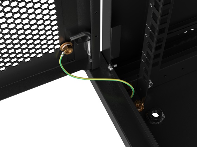 Lanberg WF01-6409-23B 19" 9U SZÉL:600mm MÉLY:450mm MAG:512mm lapraszerelt perforált ajtós fekete fali rack szekrény