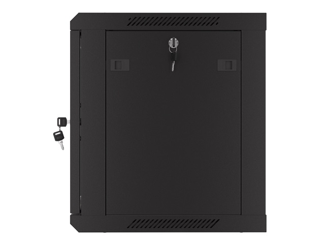 Lanberg WF01-6409-23B 19" 9U SZÉL:600mm MÉLY:450mm MAG:512mm lapraszerelt perforált ajtós fekete fali rack szekrény