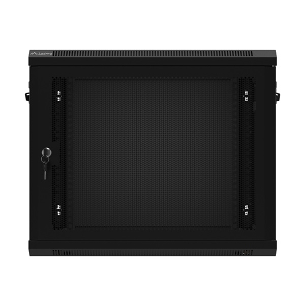 Lanberg WF01-6409-23B 19" 9U SZÉL:600mm MÉLY:450mm MAG:512mm lapraszerelt perforált ajtós fekete fali rack szekrény