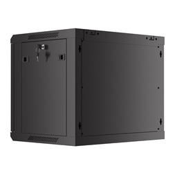 Lanberg WF01-6409-23B 19" 9U SZÉL:600mm MÉLY:450mm MAG:512mm lapraszerelt perforált ajtós fekete fali rack szekrény