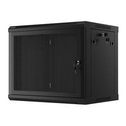 Lanberg WF01-6409-23B 19" 9U SZÉL:600mm MÉLY:450mm MAG:512mm lapraszerelt perforált ajtós fekete fali rack szekrény