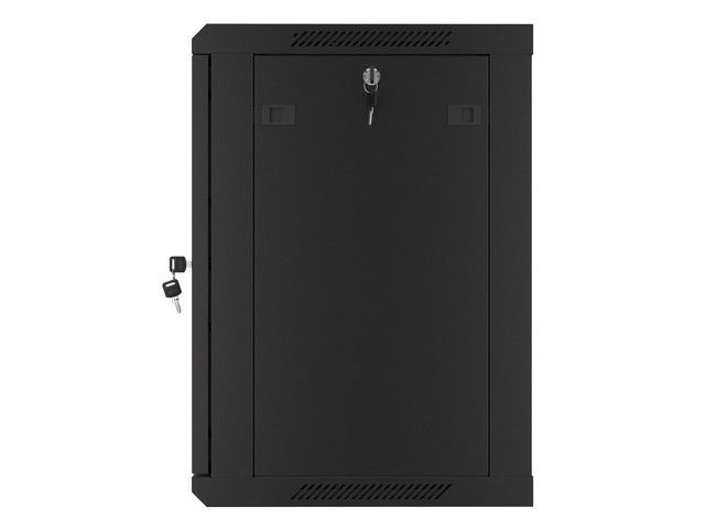 Lanberg WF01-6412-00B 19" 12U SZÉL:600mm MÉLY:450mm MAG:645mm lapraszerelt fémajtós fekete fali rack szekrény