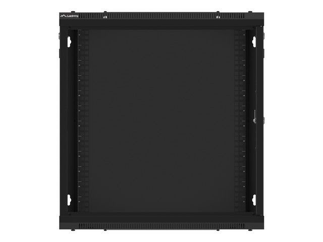 Lanberg WF01-6412-00B 19" 12U SZÉL:600mm MÉLY:450mm MAG:645mm lapraszerelt fémajtós fekete fali rack szekrény