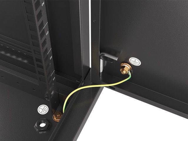 Lanberg WF01-6412-00B 19" 12U SZÉL:600mm MÉLY:450mm MAG:645mm lapraszerelt fémajtós fekete fali rack szekrény