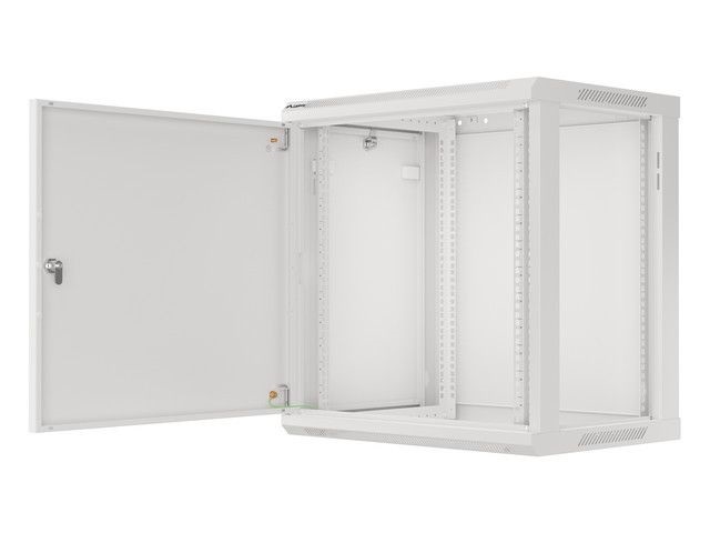 Lanberg WF01-6412-00S 19" 12U SZÉL:600mm MÉLY:450mm MAG:645mm lapraszerelt fémajtós szürke fali rack szekrény