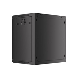 Lanberg WF01-6412-10B 19" 12U SZÉL:600mm MÉLY:450mm MAG:640mm lapraszerelt üvegajtós fekete fali rack szekrény