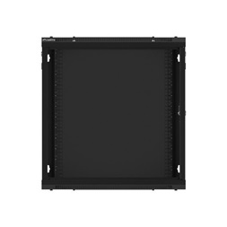 Lanberg WF01-6412-10B 19" 12U SZÉL:600mm MÉLY:450mm MAG:640mm lapraszerelt üvegajtós fekete fali rack szekrény