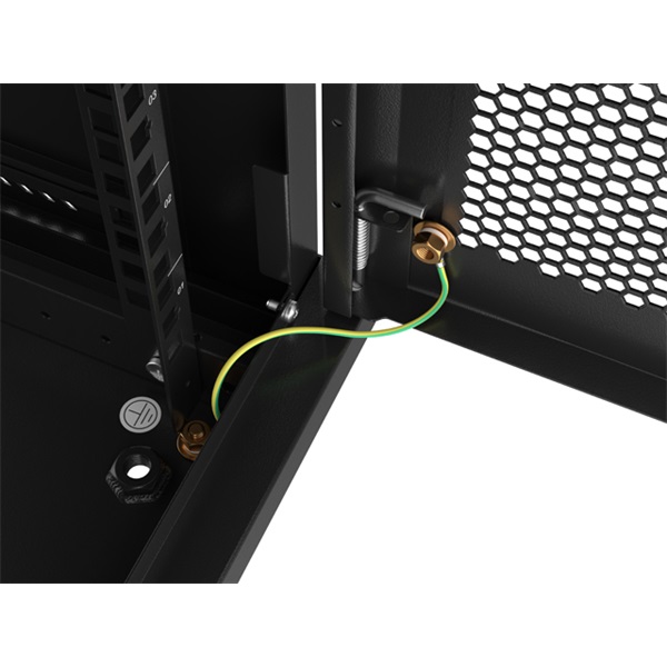 Lanberg WF01-6412-23B 19" 12U SZÉL:600mm MÉLY:450mm MAG:512mm lapraszerelt perforált ajtós fekete fali rack szekrény