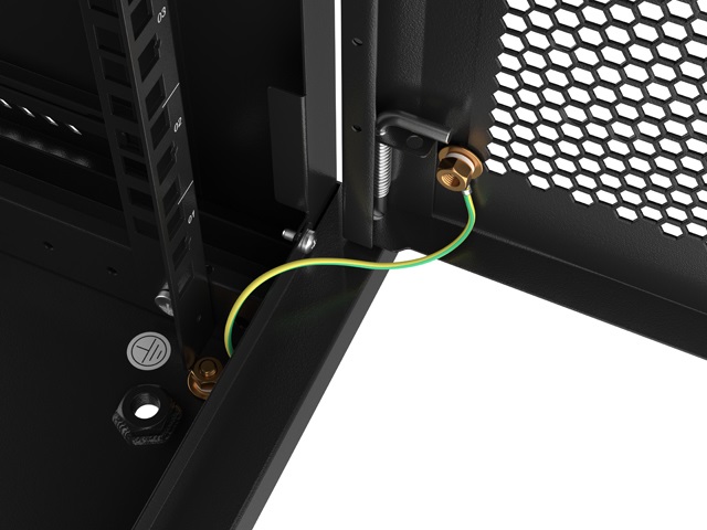 Lanberg WF01-6412-23B 19" 12U SZÉL:600mm MÉLY:450mm MAG:512mm lapraszerelt perforált ajtós fekete fali rack szekrény