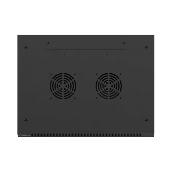 Lanberg WF01-6412-23B 19" 12U SZÉL:600mm MÉLY:450mm MAG:512mm lapraszerelt perforált ajtós fekete fali rack szekrény