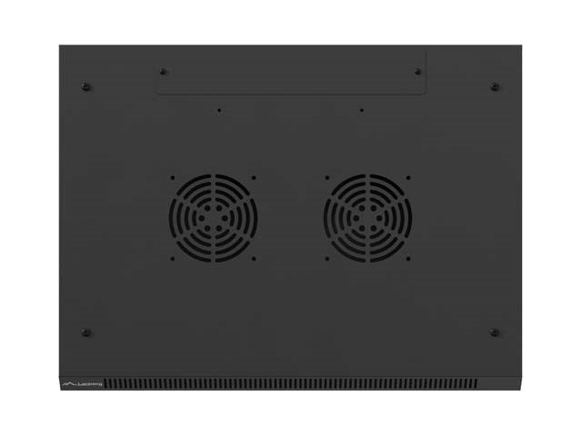 Lanberg WF01-6412-23B 19" 12U SZÉL:600mm MÉLY:450mm MAG:512mm lapraszerelt perforált ajtós fekete fali rack szekrény