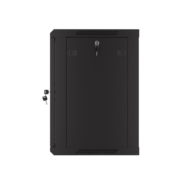Lanberg WF01-6412-23B 19" 12U SZÉL:600mm MÉLY:450mm MAG:512mm lapraszerelt perforált ajtós fekete fali rack szekrény