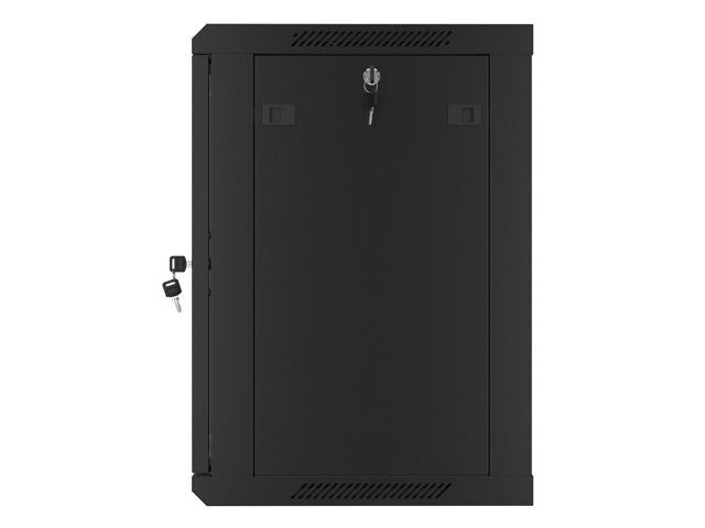 Lanberg WF01-6412-23B 19" 12U SZÉL:600mm MÉLY:450mm MAG:512mm lapraszerelt perforált ajtós fekete fali rack szekrény