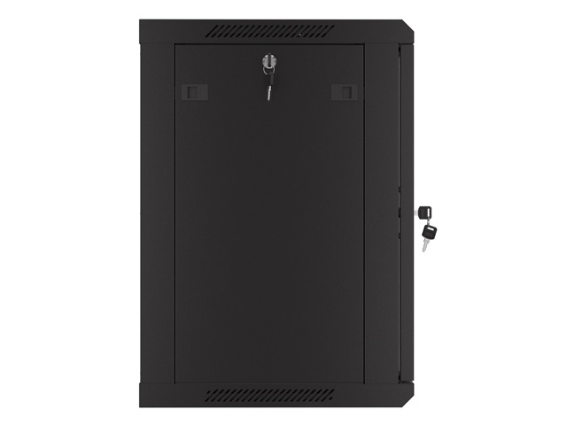 Lanberg WF01-6412-23B 19" 12U SZÉL:600mm MÉLY:450mm MAG:512mm lapraszerelt perforált ajtós fekete fali rack szekrény
