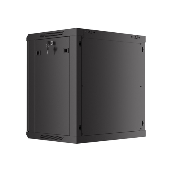 Lanberg WF01-6412-23B 19" 12U SZÉL:600mm MÉLY:450mm MAG:512mm lapraszerelt perforált ajtós fekete fali rack szekrény