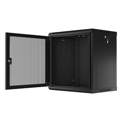 Lanberg WF01-6412-23B 19" 12U SZÉL:600mm MÉLY:450mm MAG:512mm lapraszerelt perforált ajtós fekete fali rack szekrény